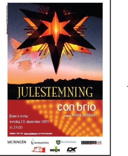Plakat julekonsert 10. desember R&oslash;nvik Kirke